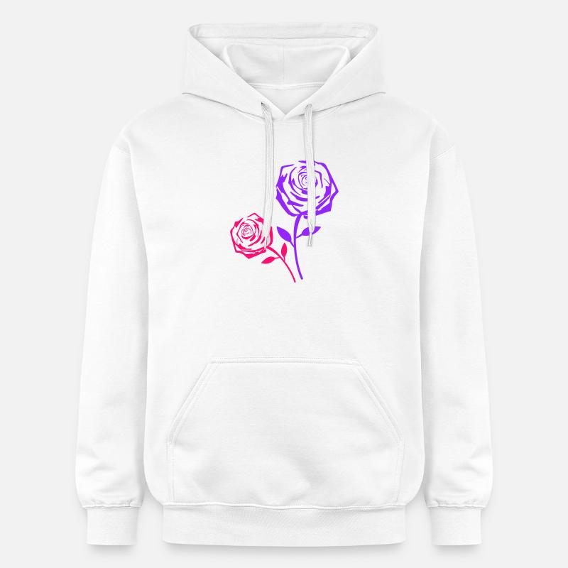 Rose Duo Rose Néon Violet - Sweat à capuche Softstyle® Gildan Unisexe - blanc