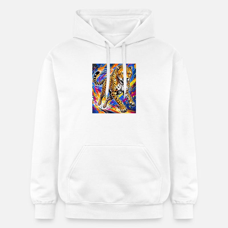 guépard - Sweat à capuche Softstyle® Gildan Unisexe - blanc