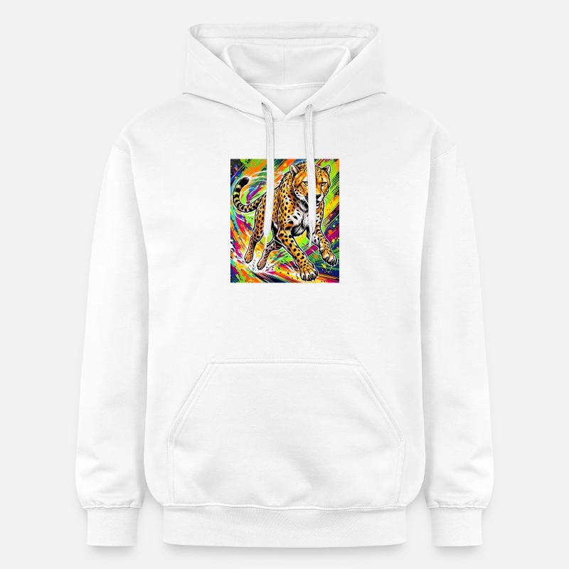 guépard - Sweat à capuche Softstyle® Gildan Unisexe - blanc