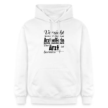 Arzthelferin vs Arzt Medizin Geschenk - Gildan Unisex Softstyle® Midweight Hoodie - Weiß - Vorne - Liana (172cm) & Jaron (178cm)