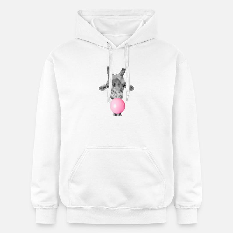 Girafe bulle de chewing gum  - Sweat à capuche Softstyle® Gildan Unisexe - blanc