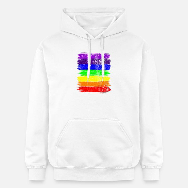 Rayures Vivid Pride - Sweat à capuche Softstyle® Gildan Unisexe - blanc