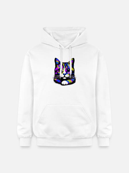 Cat - Gildan Unisex Softstyle® Midweight Hoodie - white