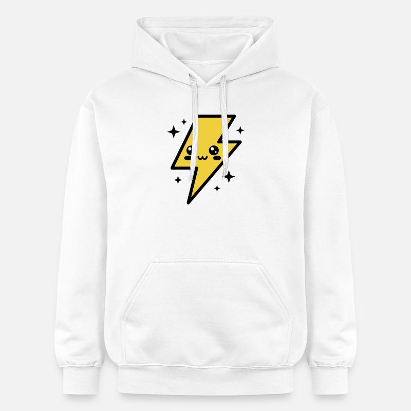 Éclair kawaii avec visage expressif - Sweat à capuche Softstyle® Gildan Unisexe - blanc