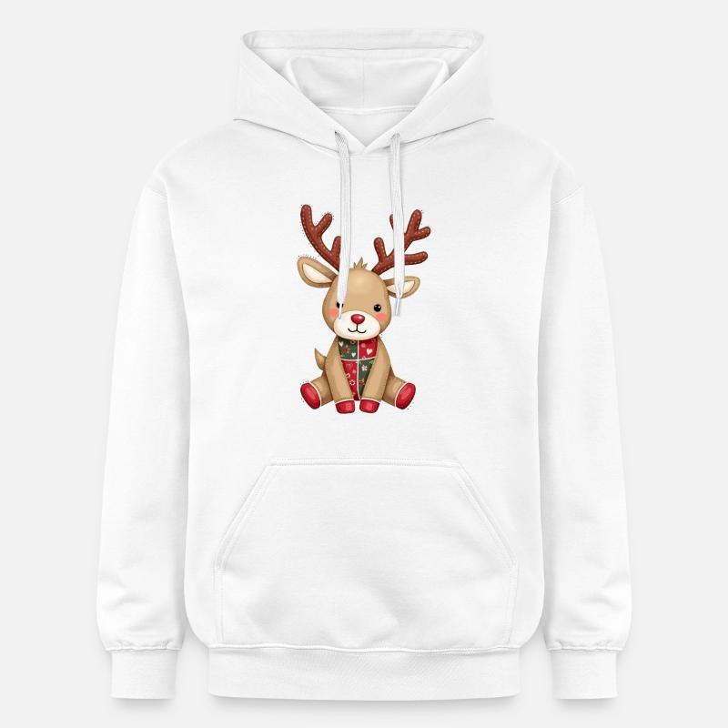 Patchwork Renne Amour d’hiver - Sweat à capuche Softstyle® Gildan Unisexe - blanc