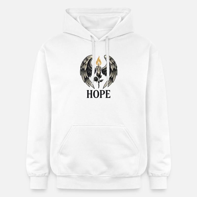 Bougie d’espoir avec ailes d’ange - Sweat à capuche Softstyle® Gildan Unisexe - blanc