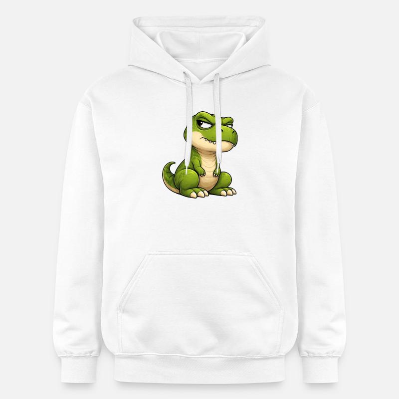 Mürrischer T-Rex Cartoon skeptischer Blick  - Sweat à capuche Softstyle® Gildan Unisexe - blanc