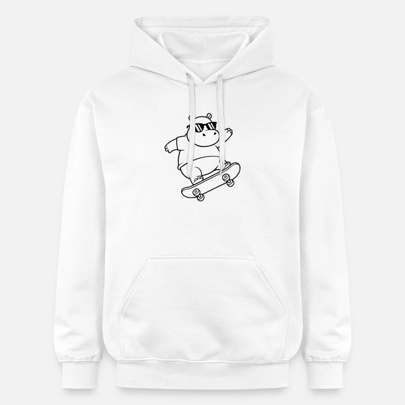 Profil du skateboard Skater Hippo - Sweat à capuche Softstyle® Gildan Unisexe - blanc