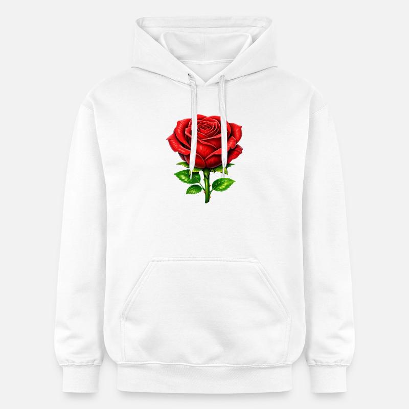 Élégance de la Rose Rouge - Sweat à capuche Softstyle® Gildan Unisexe - blanc
