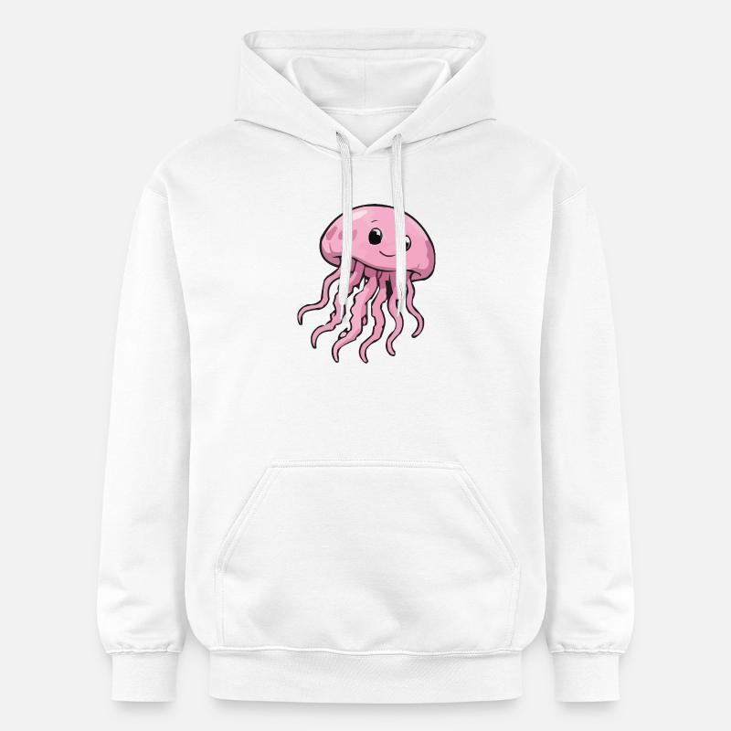 Sourire de méduse rose - Sweat à capuche Softstyle® Gildan Unisexe - blanc