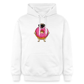 Donut-Mops Hund im rosa Zuckerguss - Gildan Unisex Softstyle® Midweight Hoodie - Weiß - Vorne - Liana (172cm) & Jaron (178cm)