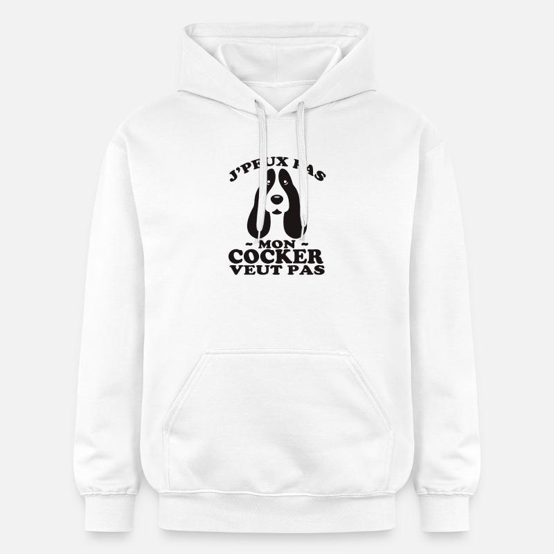 Mon Cocker Veut pas - Sweat à capuche Softstyle® Gildan Unisexe - blanc