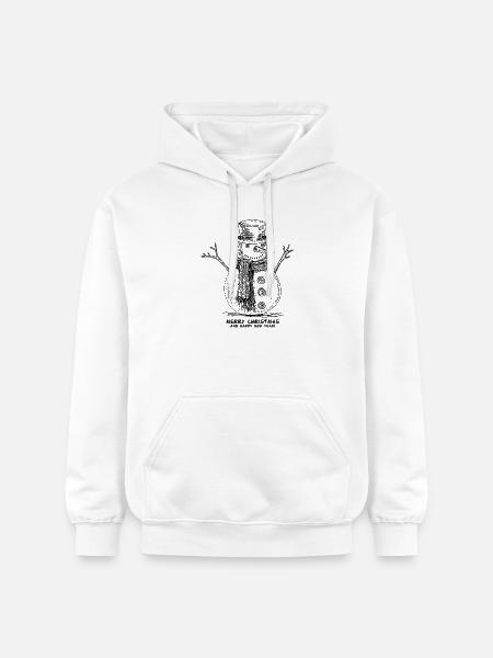 Snowman Merry Christmas - Gildan Unisex Softstyle® Midweight Hoodie - white