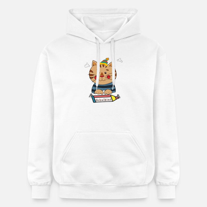 Chat écolier - Sweat à capuche Softstyle® Gildan Unisexe - blanc