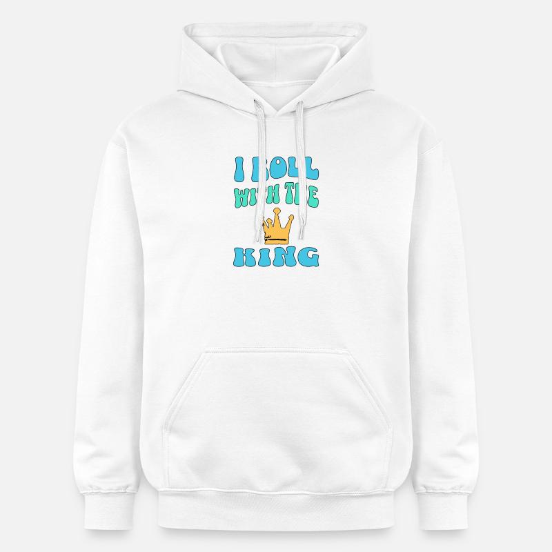 Je roule avec le roi - Sweat à capuche Softstyle® Gildan Unisexe - blanc