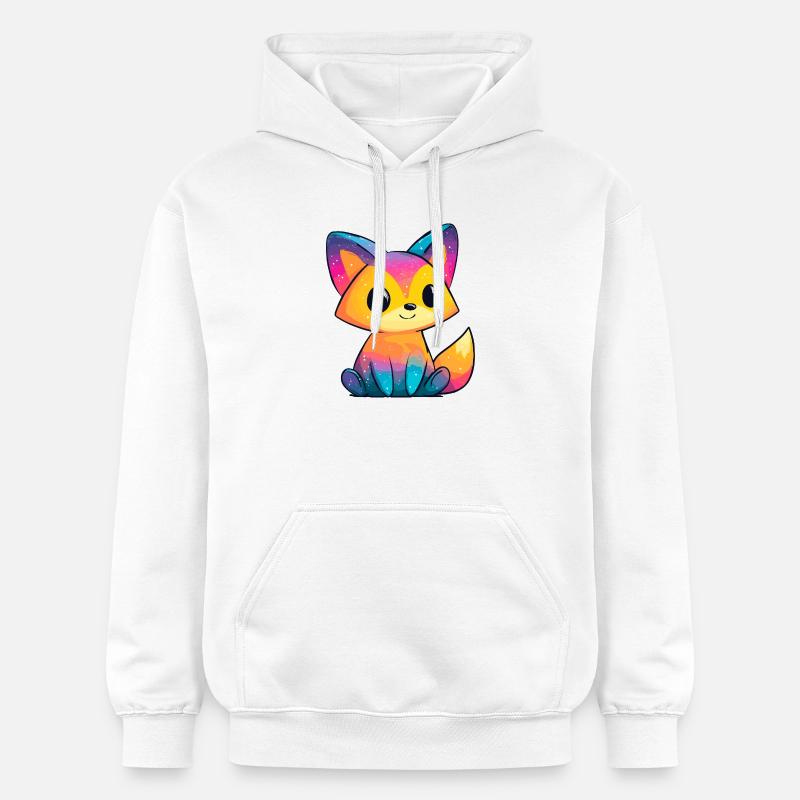 Dessin animé Rainbow Fox - Sweat à capuche Softstyle® Gildan Unisexe - blanc