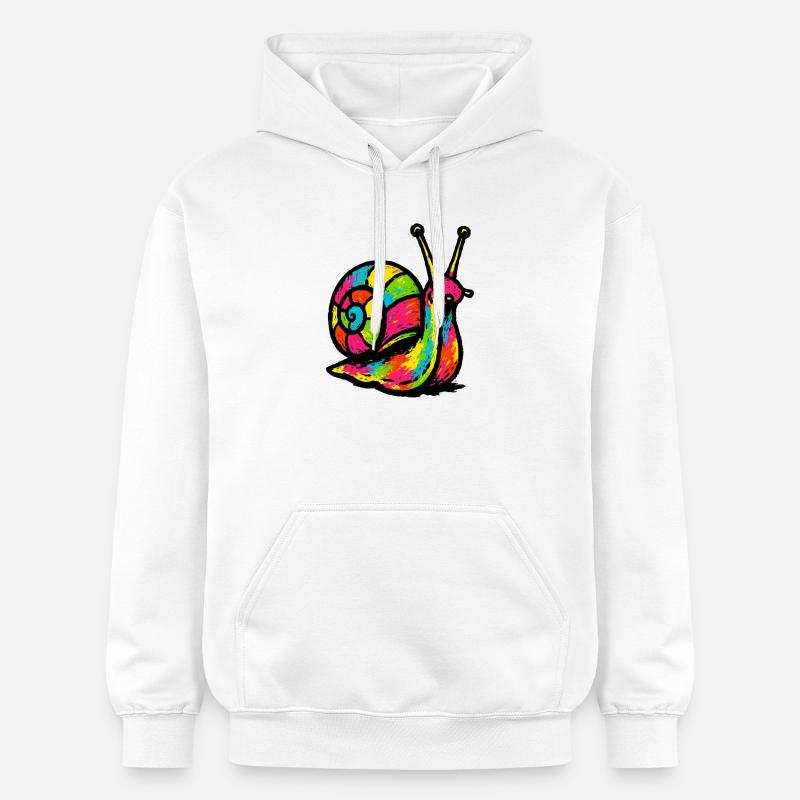 Escargot Arc-en-ciel : Gastéropode Pop Art - Sweat à capuche Softstyle® Gildan Unisexe - blanc