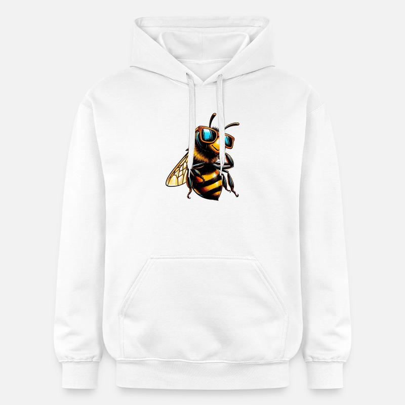 Abeille avec lunettes de soleil - Sweat à capuche Softstyle® Gildan Unisexe - blanc