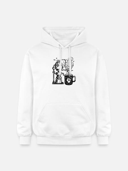 Grind or Die: Robot Chef for baristaer - Gildan Softstyle® Midweight unisex-hoodie - hvid