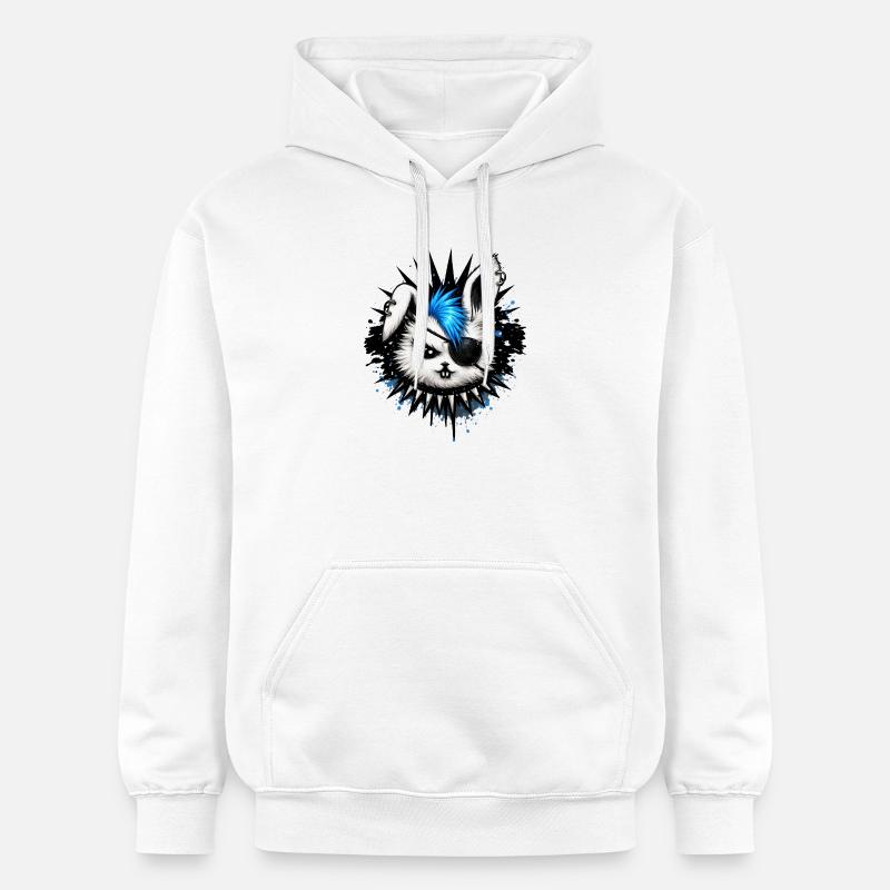 Lapin punk avec crête et cache-œil - Sweat à capuche Softstyle® Gildan Unisexe - blanc