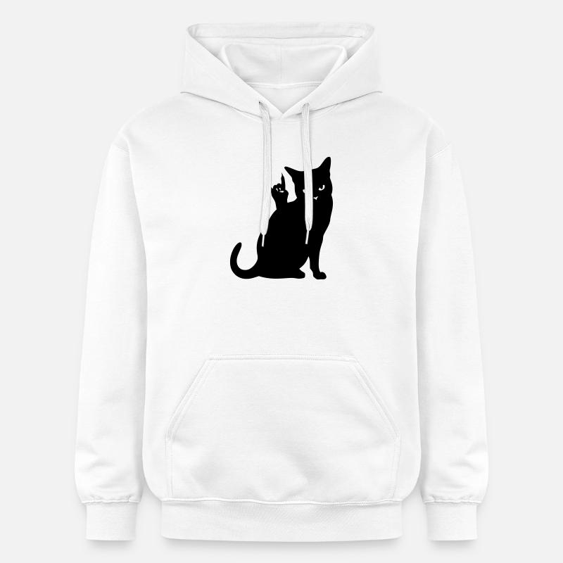 Schwarze Katze – Devil Horns Silhouette - Gildan Unisex Softstyle® Midweight Hoodie - Weiß