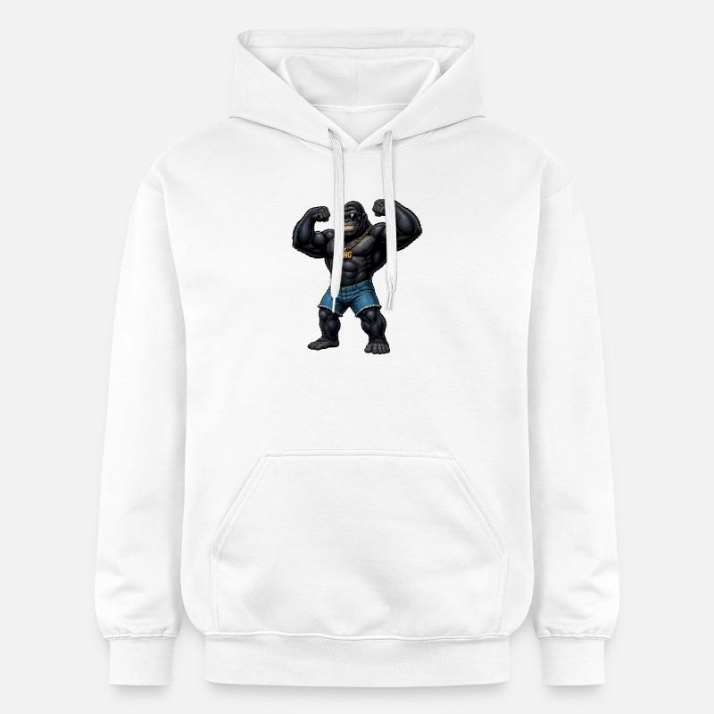 King Gorilla Bling - Sweat à capuche Softstyle® Gildan Unisexe - blanc