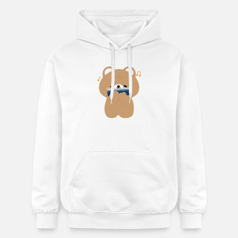 Brown Bear Harmonica - Sweat à capuche Softstyle® Gildan Unisexe - blanc