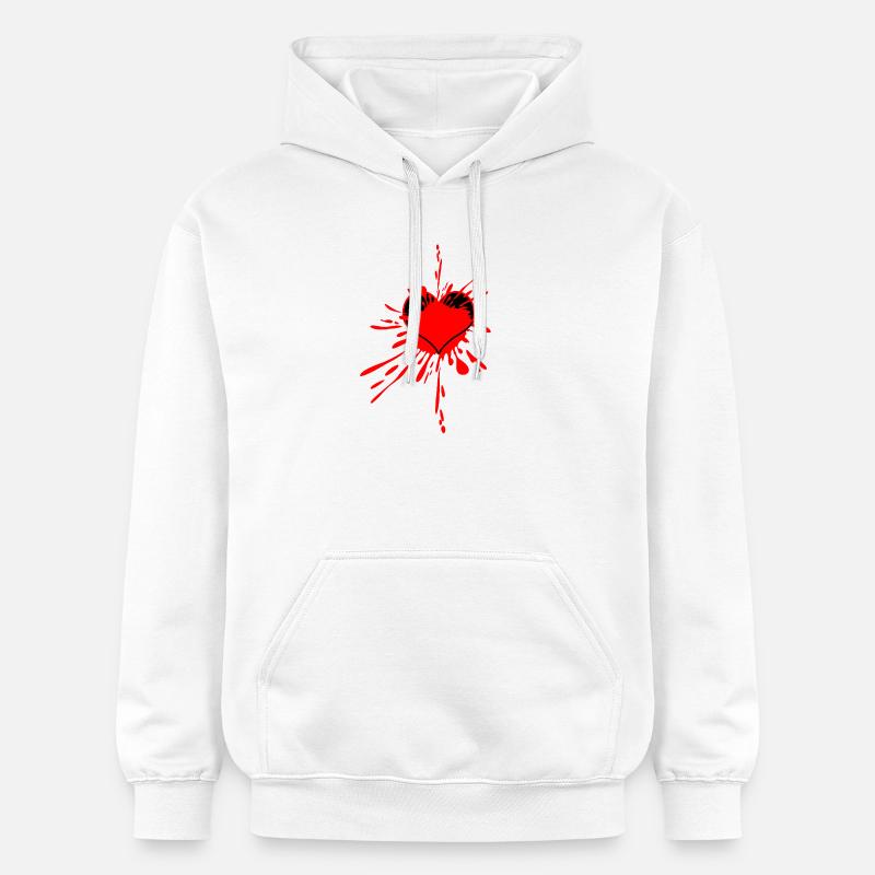 Art éclaboussé de cœur rouge - Sweat à capuche Softstyle® Gildan Unisexe - blanc
