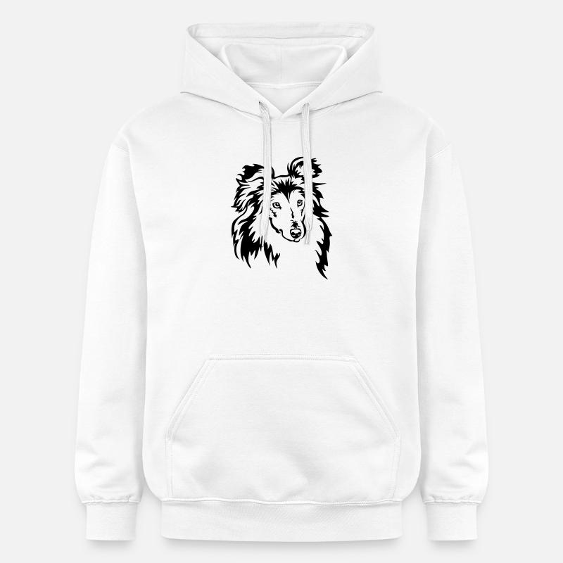 Tête de Sheltie - Sweat à capuche Softstyle® Gildan Unisexe - blanc