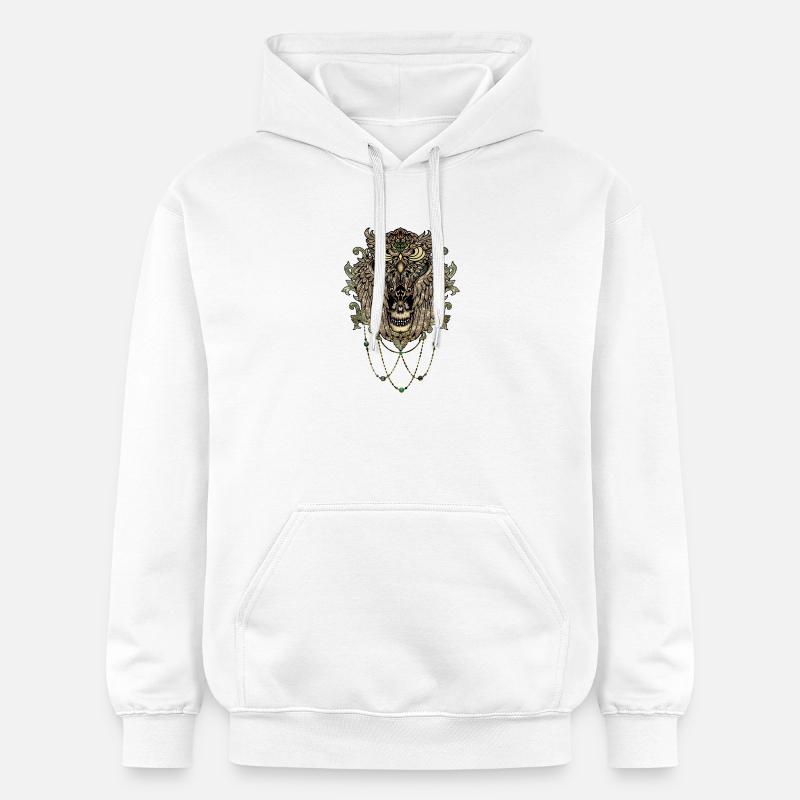 Hibou élégant avec crâne - Sweat à capuche Softstyle® Gildan Unisexe - blanc