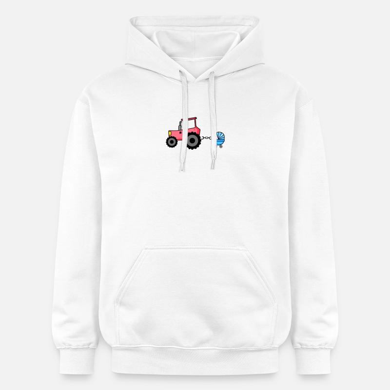 Tracteur avec chariot bébé - Sweat à capuche Softstyle® Gildan Unisexe - blanc