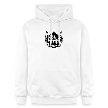 1963 - Born 1963 - Gildan Unisex Softstyle® Midweight Hoodie - white - Front - Liana (172cm) & Jaron (178cm)