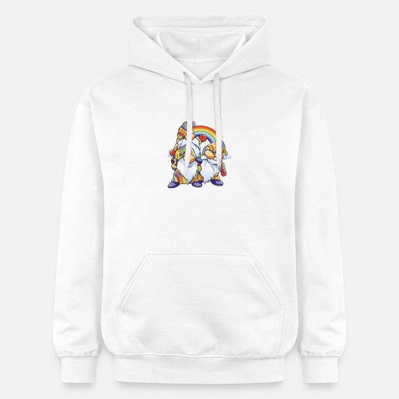 Duo Gnome Arc-en-ciel - Sweat à capuche Softstyle® Gildan Unisexe - blanc