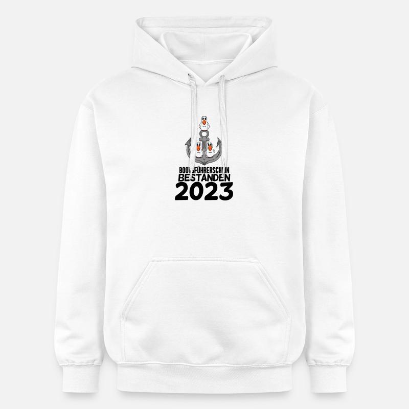 Bootsführerschein 2023 Motorboot Geschenk - Gildan Unisex Softstyle® Midweight Hoodie - Weiß