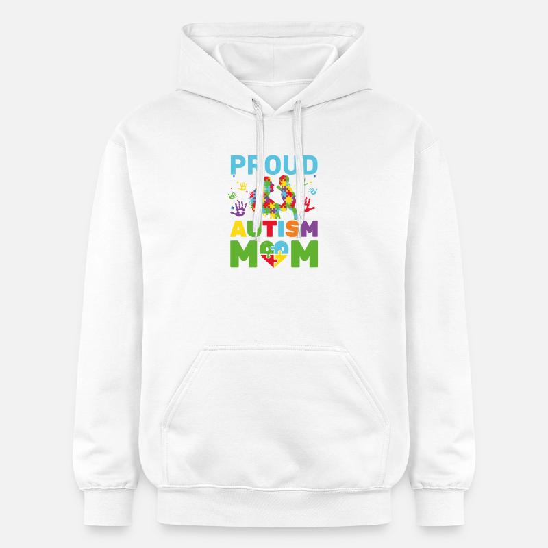 Stolze Autismus-Mutter-Bewusstseinsmutter - Gildan Unisex Softstyle® Midweight Hoodie - Weiß
