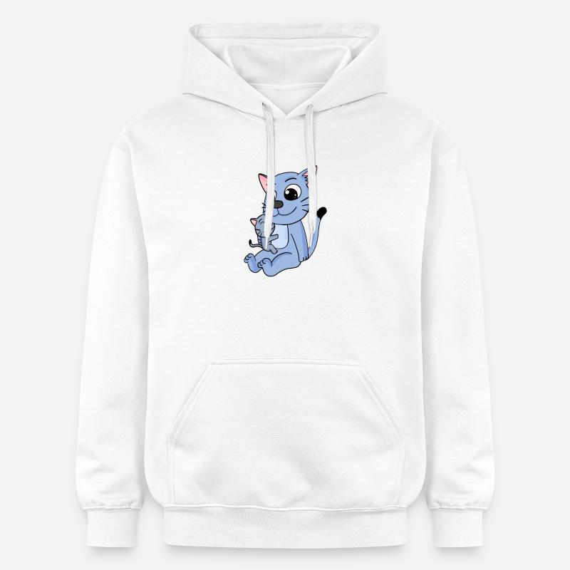 Famille de chats - Chat avec bébé - Sweat à capuche Softstyle® Gildan Unisexe - blanc
