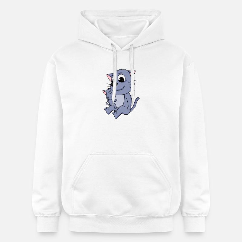 Famille de chats - Chat avec bébé - Sweat à capuche Softstyle® Gildan Unisexe - blanc