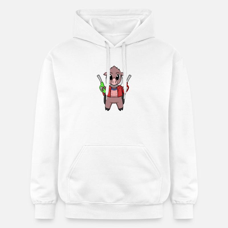 Préposé à la station-service Sanglier-service - Sweat à capuche Softstyle® Gildan Unisexe - blanc