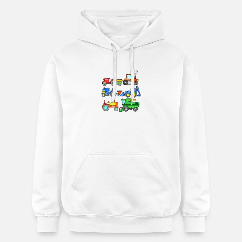 Véhicules de chantier - Sweat à capuche Softstyle® Gildan Unisexe - blanc