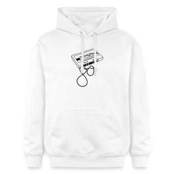 Années 80 - Sweat à capuche Softstyle® Gildan Unisexe - blanc - Devant - Liana (172cm) & Jaron (178cm)
