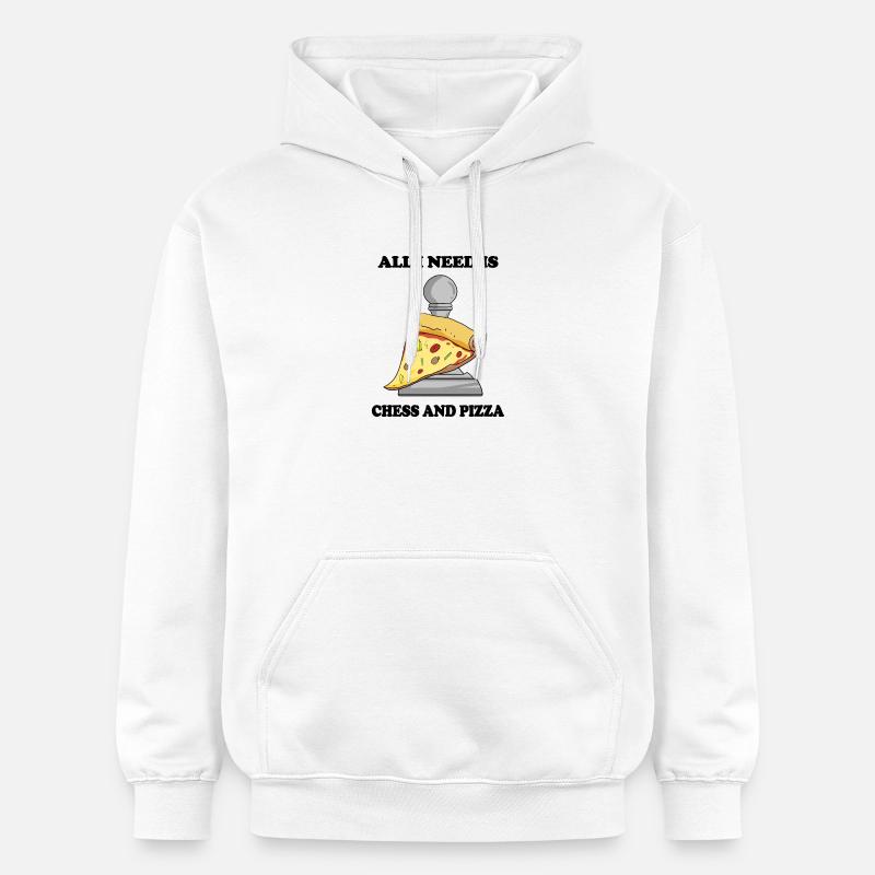 Échecs et pizza - Sweat à capuche Softstyle® Gildan Unisexe - blanc