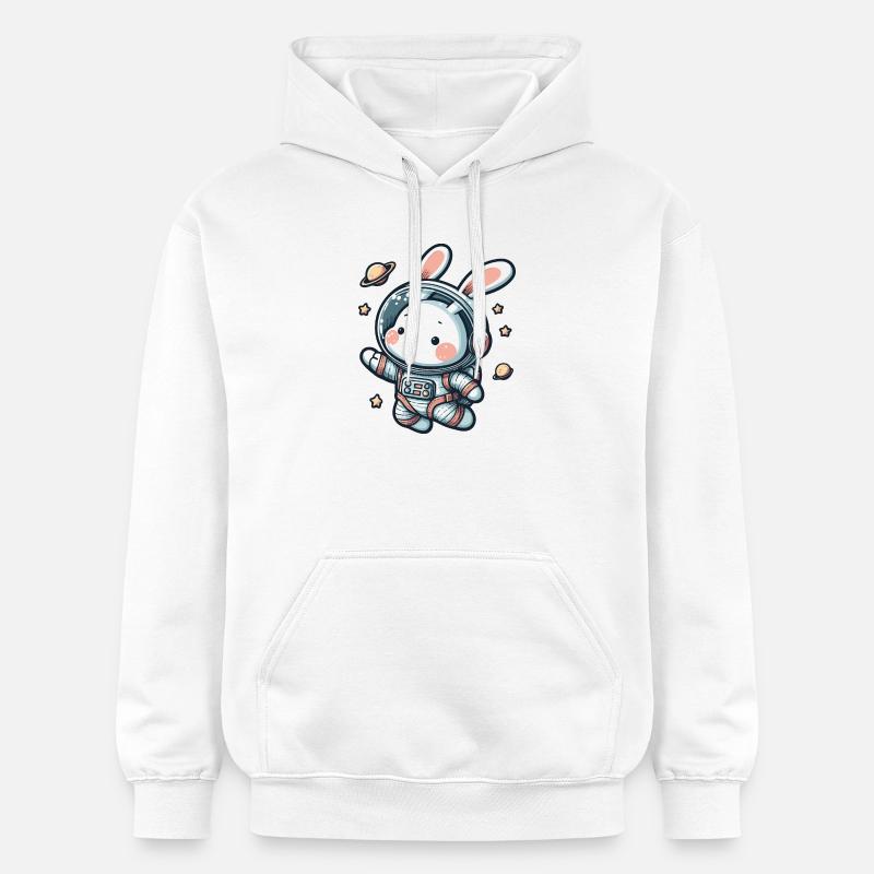 Lapin mignon, astronaute, lapin dans l’espace - Sweat à capuche Softstyle® Gildan Unisexe - blanc