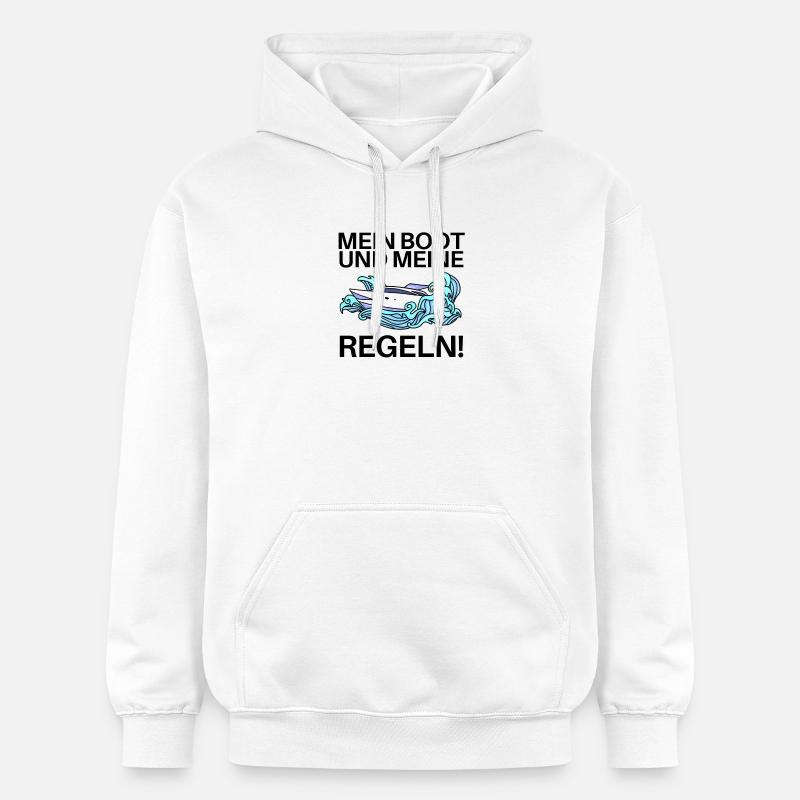 Boote Motorboot Regeln Spruch lustig - Gildan Unisex Softstyle® Midweight Hoodie - Weiß