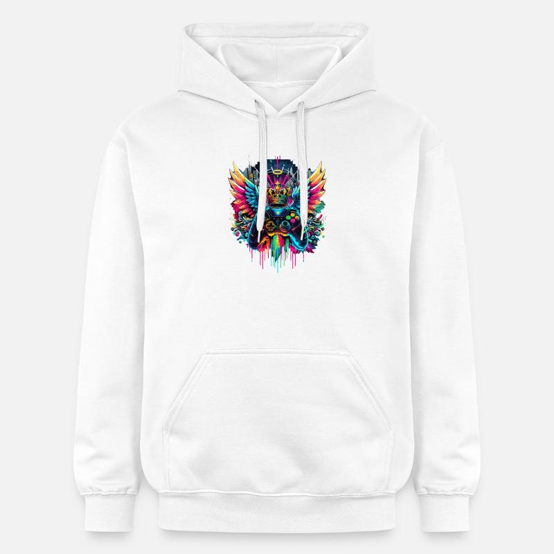 Gaming King Controller Wings Graffiti - Sweat à capuche Softstyle® Gildan Unisexe - blanc