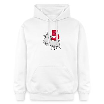 5th Birthday Motif Goat - Five Years Old - Gildan Unisex Softstyle® Midweight Hoodie - white - Front - Liana (172cm) & Jaron (178cm)
