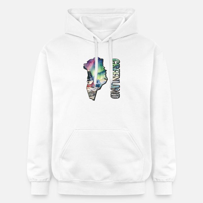 Carte à l’aquarelle Groenland - Sweat à capuche Softstyle® Gildan Unisexe - blanc