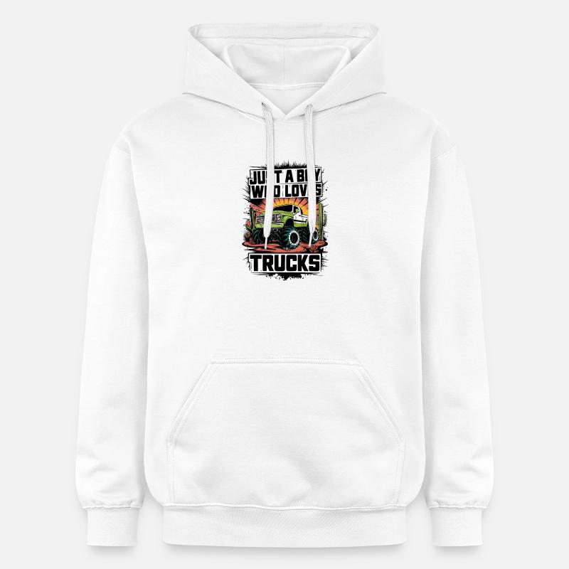 Conception de camion monstre Tracker jaune - Sweat à capuche Softstyle® Gildan Unisexe - blanc