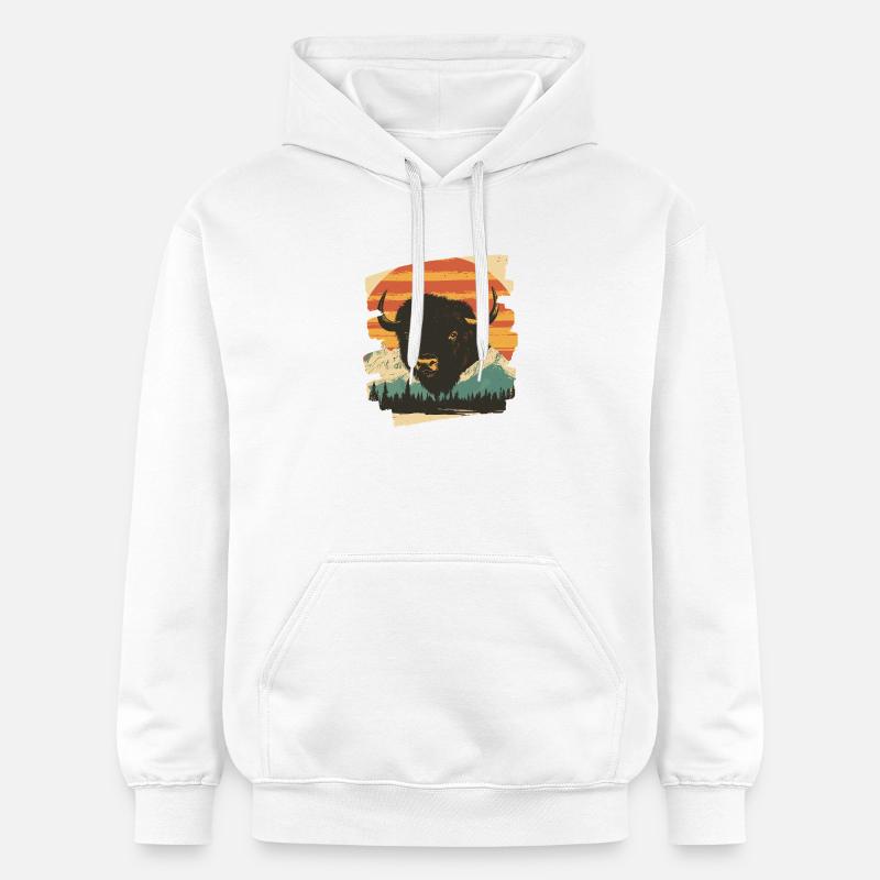 Bison Rétro - Sweat à capuche Softstyle® Gildan Unisexe - blanc