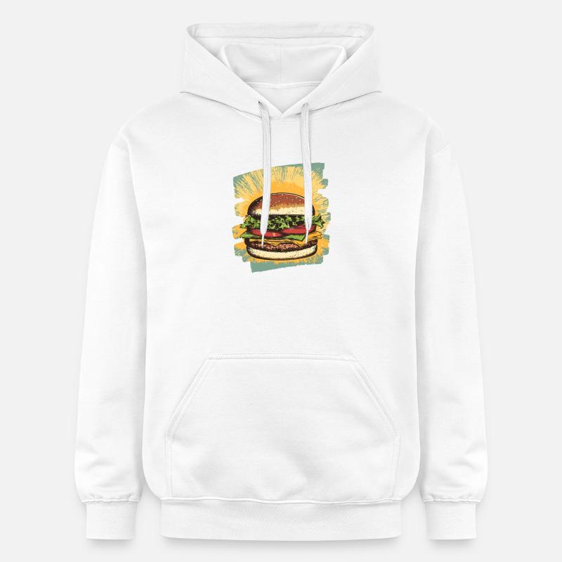 Burger Rétro - Sweat à capuche Softstyle® Gildan Unisexe - blanc