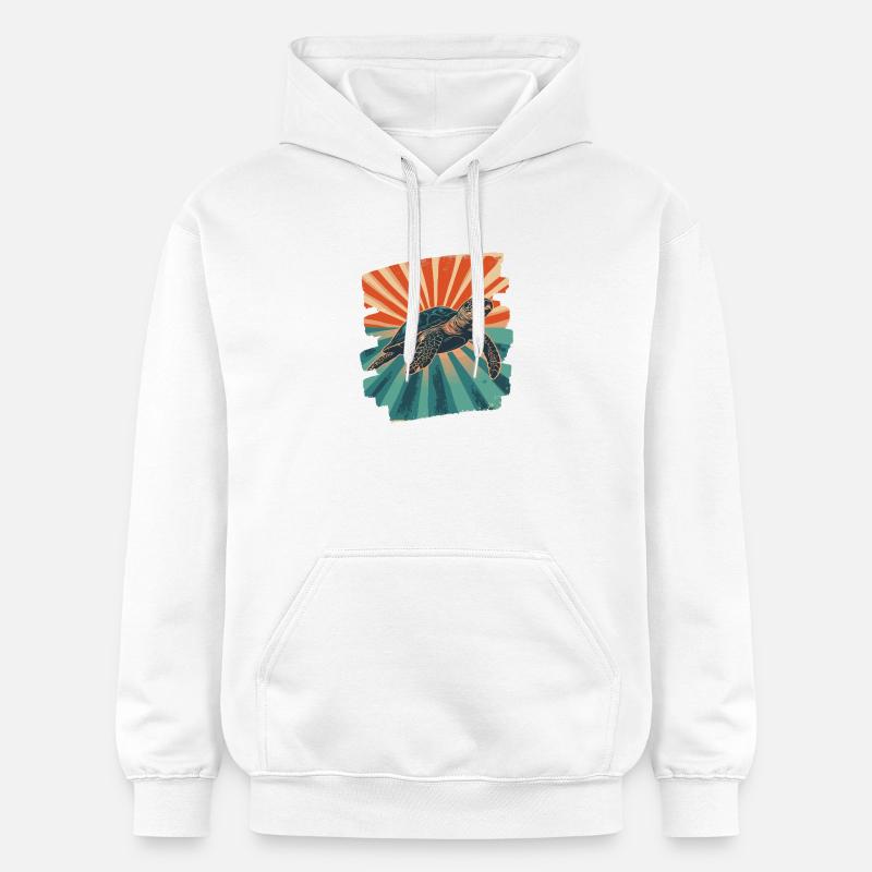 Tortue de mer rétro - Sweat à capuche Softstyle® Gildan Unisexe - blanc